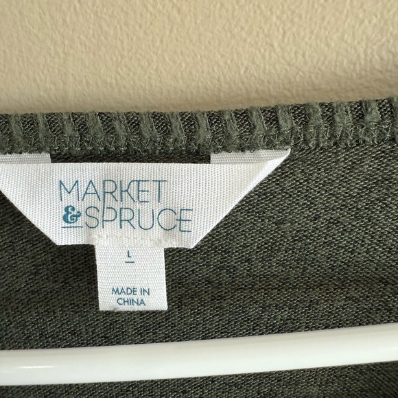 Market & Spruce Olive Green Knit V-neck Sweater - Picture 5 of 8